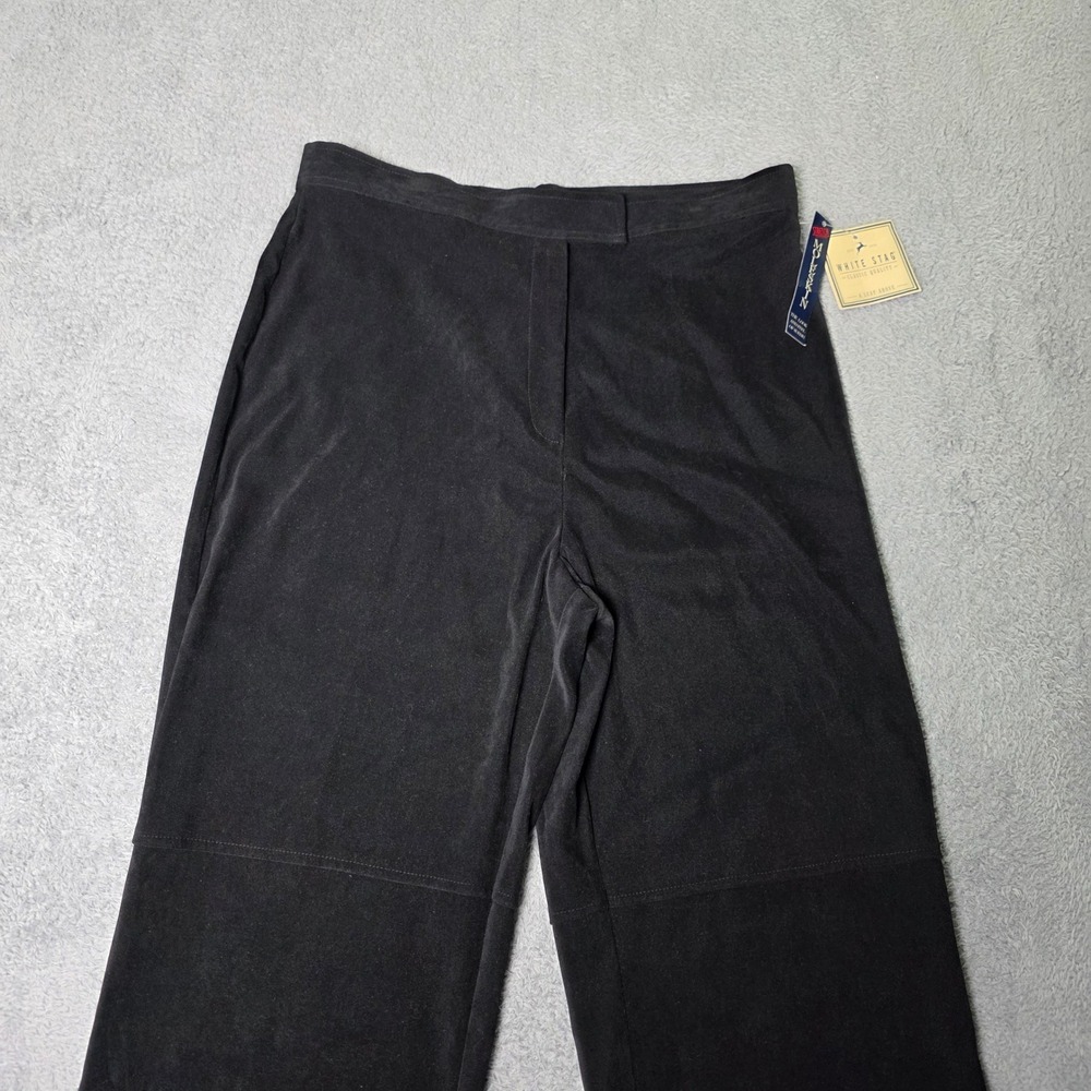 White Stag Womens 14 Petite Moleskin Pants Black Stretch Faux Suede Straight Leg